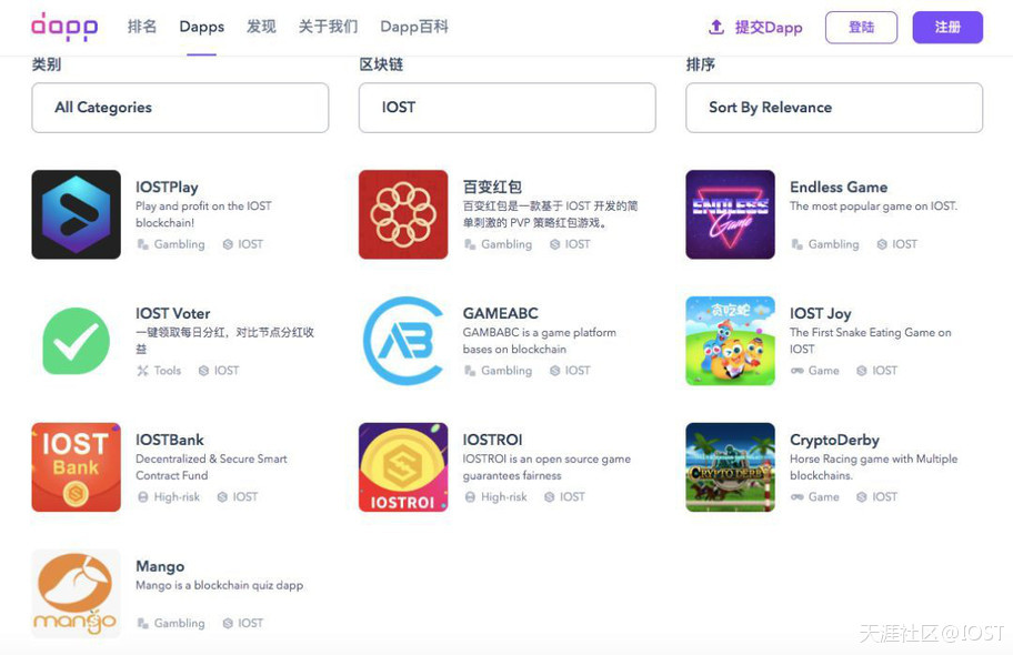 Dapp.com正式上线IOST专区<strong></p>
<p>区块链网址</strong>，迎接下一代区块链生态
